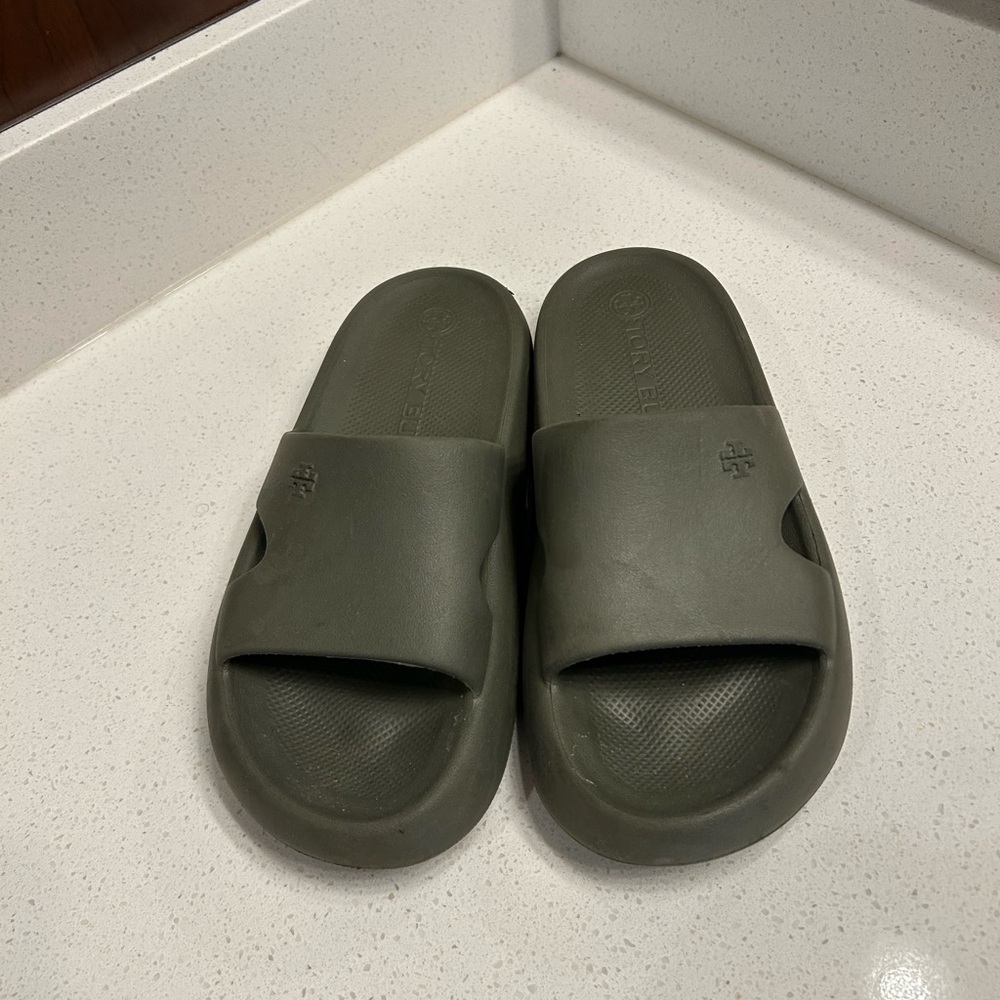 Tory Burch Olive Green Slippers
